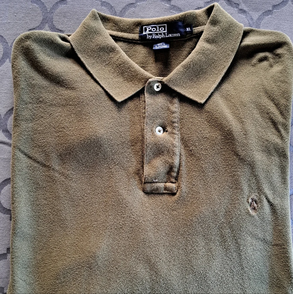 Polo by Ralph Lauren Olive Green Long Sleeve Cotton Polo Shirt Men's XL
